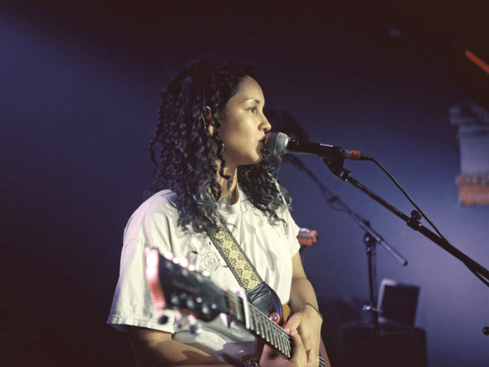 Eliza Shaddad performing on stage